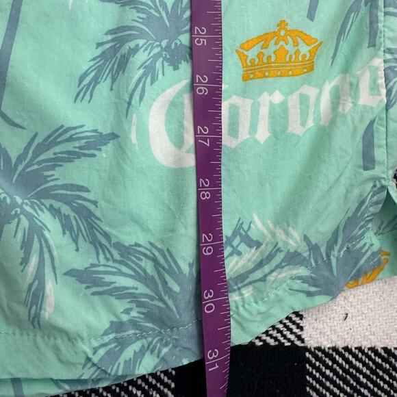 Corona Light Green Hawaiian Novelty Print Short Sleeve Button Down Size XL - Picture 5 of 5